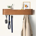 Coat Rack Wall Mount with Hidden Hooks, Wall Hooks with Shelf, Wall Key Holder Mount Wooden Shelf Entryway Hooks for Bedroom Bathroom for Hanging Coats Hats Bags Towels (Walnut, 5 Hooks) by Nevsokio