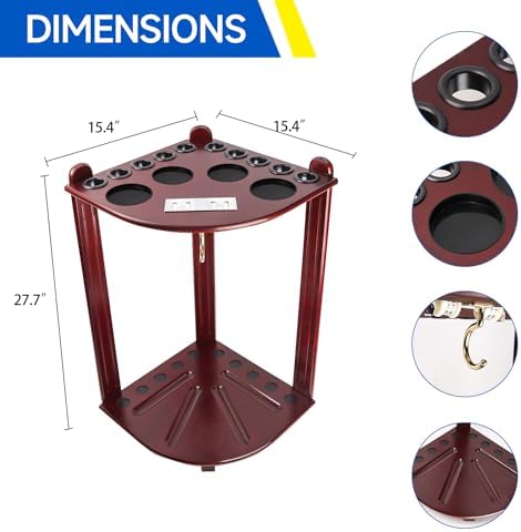 GSE Billiards Pool Cue Racks with Score Counters Hold 10 Cues, Mahogany - Image 6