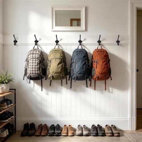 Dseap Cast Iron Wall Hooks L=5”, Heavy Duty Coat Hooks, Rustic Vintage Farmhouse Hook for Hanging Winter Coats Jackets Towels Hats Bags Plants, Antique Black, Pack of 10 (VintageBold) - Image 6
