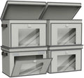 Univivi Front Opening Storage Bins with Lids for Home, Gray, 4 Pack by Univivi