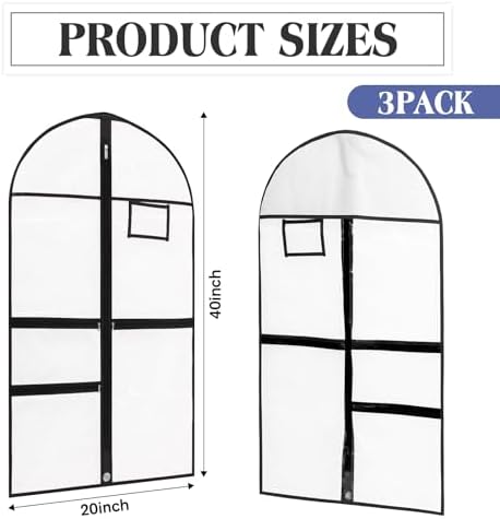 FoldTier 8 Pcs Clear Dance Costume Garment Bags for Dancers, 40 Inch, Black - Image 2
