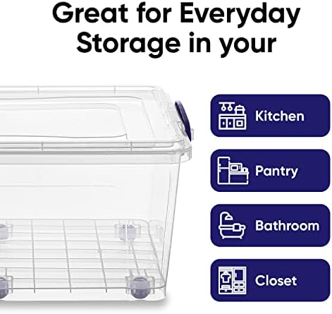 Superio Storage Containers With Wheels (3 Pack), Stackable Large Storage Containers With Lids, Durable Latches (32 Qt) - Image 5