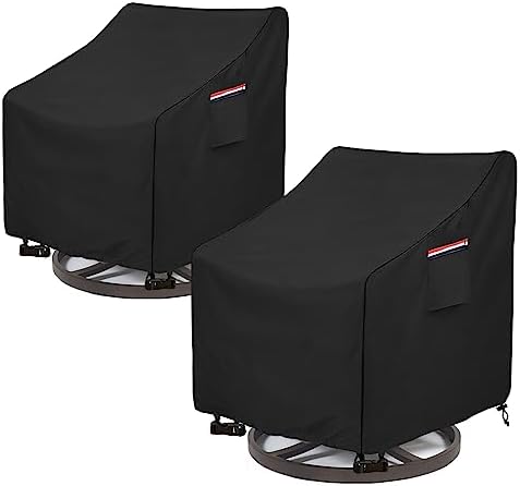 Okcool Patio Chair Covers,Heavy Duty 600D Outdoor Furniture Covers Fits up to 27.5"W x 32.5"D x 39"H inches -2 Pack,Black by Okcool