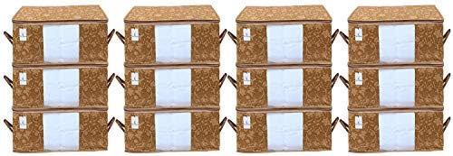 Kuber Industries Underbed Storage Bag, Storage Organiser, Blanket Cover Set of 12 - Beige, Extra Large Size, CTKUBM16 by Kuber+Industries