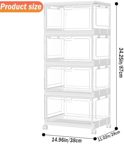 Clear Storage Bins with Lid 24Qt, 4 Pack Stackable Storage Bins, Acrylic Organizers, Plastic Multifunctional Folding Storage Bins, Plastic Stackable Storage Box for Bedroom, Living Room, Office - Image 4