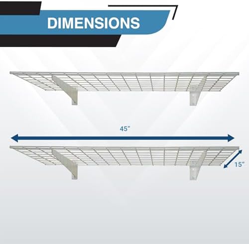 Hyloft 00967 2-Pack Heavy Duty Steel Garage Shelving, 45”x 15” Wall Mounted Shelve,Max Shelf Load 200 Pounds, White Powder Coated - Image 3