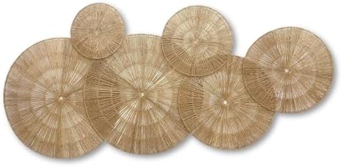 Wicker Wall Decor Set of 6, Metal Frame, 10 to 22 in, Farmhouse by ChumDecor