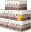 meekoo 8 Pack Fabric Storage Bins Baskets, 15 x 11 x 9.5 in, Mixed Beige by meekoo