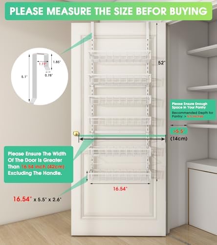 Mefirt Over The Door Pantry Organizer, Wall Mount Spice Rack 6-Tier White - Image 2