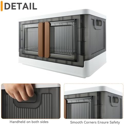 Storage Box, Plastic Cabinet, 8.4 Gallon (32L) Capacity (Each One), 4 Packs, Stackable Collapsible Drawer, with Door and Buckle, Organizer for Home and Office, Transparent - Image 3
