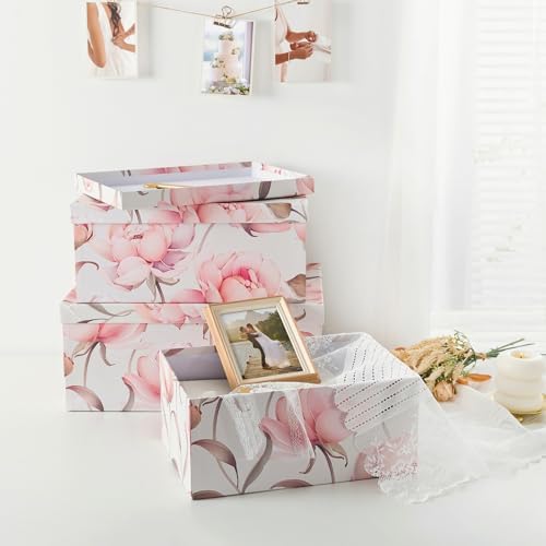 Soul & Lane - Peonies Paradise Decorative Storage Boxes with Lids, Set of 3 - Image 6