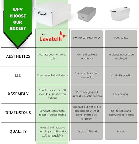 Set of 2 Storage Boxes with Lids - Large Cardboard Clothes Boxes 32 x 42 x 17.5 cm - Robust, Easy to Assemble, with Carry Handles - Perfect for Wardrobe & Season Change Veichen - Image 5