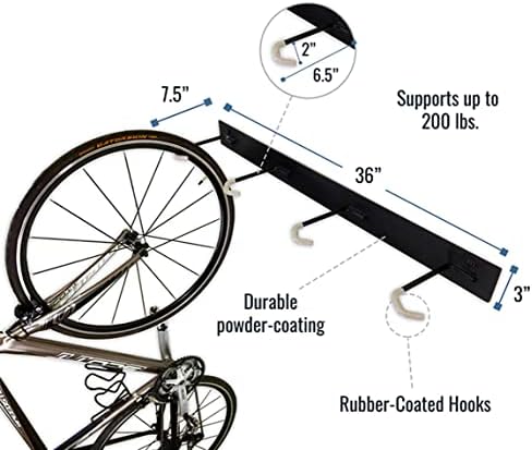 StoreYourBoard Bike Storage Rack, 4 Bike Racks for Garage, Solid Steel Extra Heavy Duty BLAT Bike Rack - Garage Wall Mounted Bicycle Storage, Up to 200lbs, 32-inch - Image 3