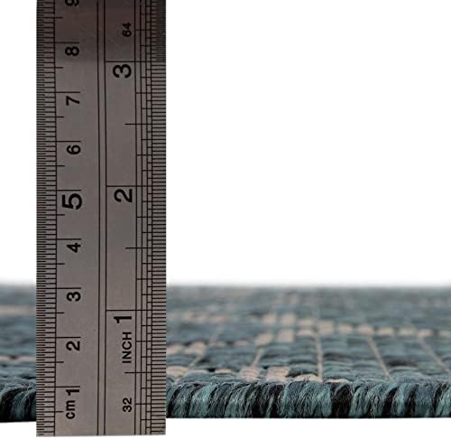 Unique Loom Outdoor Trellis Collection Area Rug (10' x 13' 1" Rectangle, Teal/ Gray) - Image 4