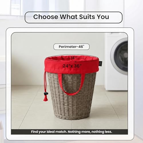LFH Home Cotton Rich Large Premium Canvas Laundry Bag, Heavy Duty Washable Laundry Hamper with Drawstring & Handles, Multi-Use Clothes Storage for Home, Travel & College, 24"x36" (Pack of 6) - Red - Image 2