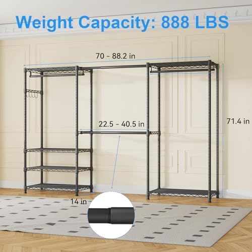 Ulif E1 Heavy Duty Closet Garment Rack, Easy to Assemble Wardrobe, Black - Image 3