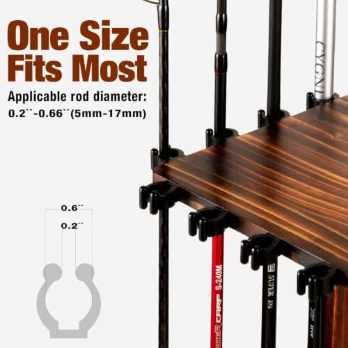 Ghosthorn Rotating Fishing Rod Holder for Garage,Wood Floor Stand Pole Rack - Image 5