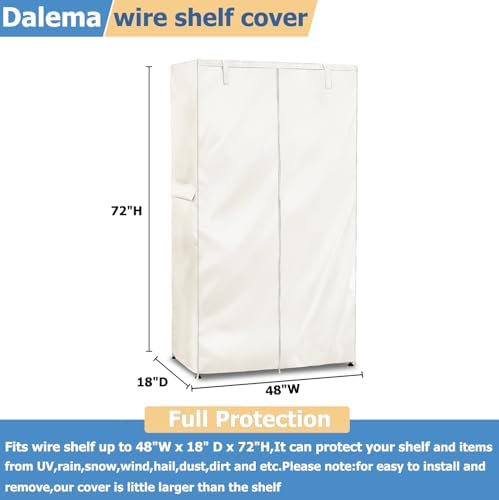 Waterproof Shelf Cover,Outdoor 600D Heavy Duty Dustproof Storage Shelves Cover,48''x19''x72'' Shelf Covers for Wire Shelving with Zippers,Storage Rack Covers with Clear Front - Image 2