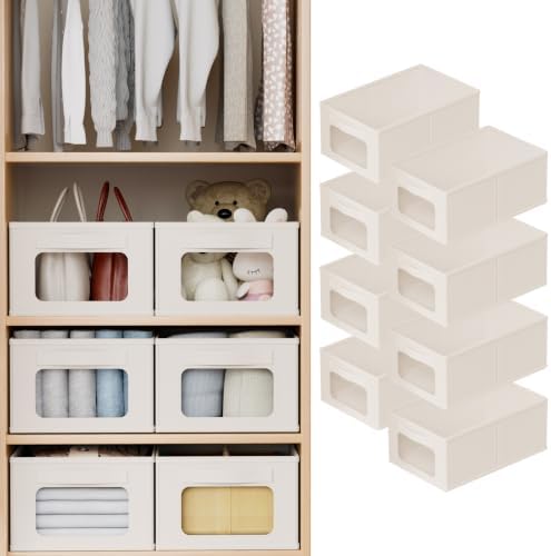 Linen Closet Organizers and Storage 8 Packs-Fabric Storage Bins with Clear Windows,Closet Baskets for Organizing Clothes, Pants, Towels by Unknown