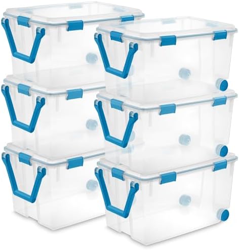 Sterilite Gasket Storage Box with Lids for Home & Office, 120 Quart, 6-Pack by Sterilite