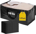 12 Pack Waterproof Moving Storage Bags, 100 lbs Extra Large Heavy Duty Totes with Reinforced Handles & Strong Zippers, Reusable Moving Box Alternative for Packing Moving Household Storage, 95L, Black by Demiwise