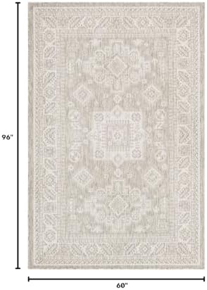 Rugs.com - Outdoor Aztec Rug – 5' 3 x 8' Light Gray Indoor/Outdoor Rug – Easy-Clean for Patios, Decks, and Porches - Image 2