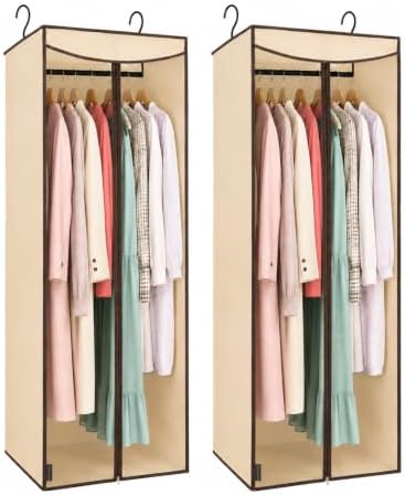STORAGE MANIAC Garment Bags for Hanging Clothes, 57-Inch, Beige, 2-Pack by STORAGEMANIAC