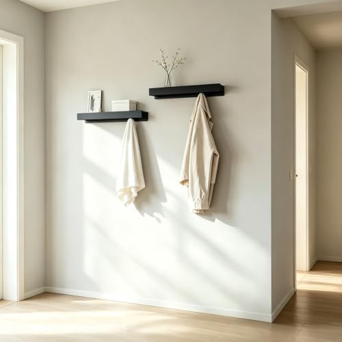 Coat Rack Wall Mount, 2-in-1 Wall Floating Shelf with 6 Hidden Coat Hooks - Image 4