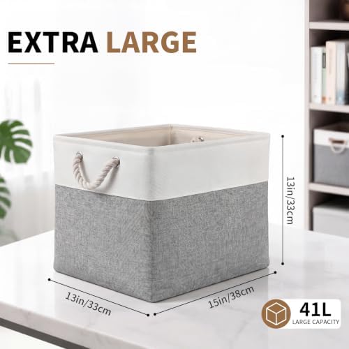 13×15×13 Inch Foldable Fabric Storage Basket with Handles - Image 2