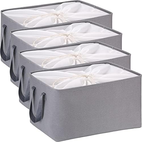 Hinwo 102L XXL Canvas Storage Bin with Lid and Handles, 4-Pack by Hinwo