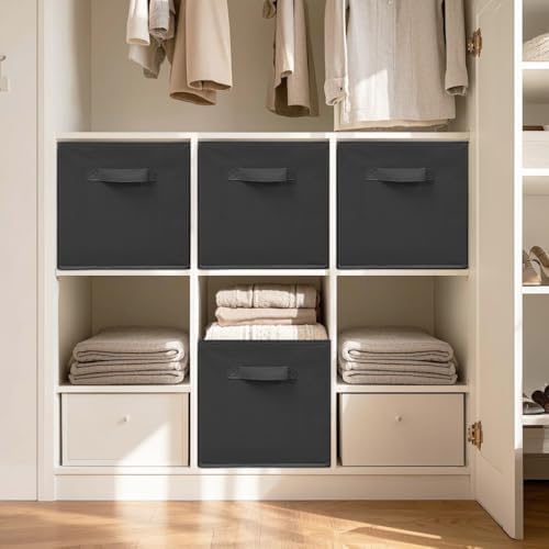 Storage Bins, 11 Inch Fabric Storage Cubes, Collapsible Cube Storage Box, Fabric Closet Organizers with Handle for Home, Office, Cabinet, Closets, Bedroom, Living Room, Black, 20 Set - Image 5