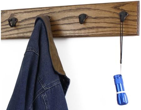 PegandRail Oak Wall Mounted Coat Rack with Aged Bronze Singular Style Hooks 4.5" Ultra Wide (Walnut, 52" x 4.5" with 10 Hooks) - Image 3