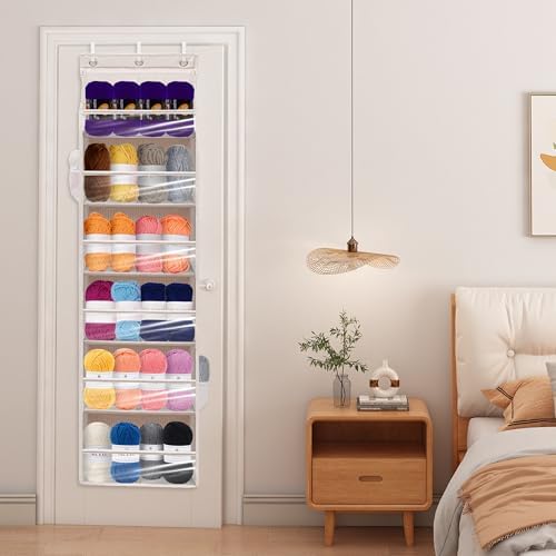 Over Door Organizer with 6 Extra Large Pockets 12 Side Pockets, Sturdy Closet Storage Rack, Hanging Storage Organizer with Clear Window for Shoes, Diaper, Bedroom, Bathroom, Beige, 3-Pack - Image 6