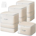 Comforter Storage Bag - 130L Large Capacity Blanket Storage Bags 3-Layer Ultra Space Saving Self Compression Organizer, Washable Compression Bags for Storage Comforter Blanket, 4-Pack, Beige by EasortmPackingCubes