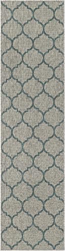 Unique Loom Outdoor Trellis Collection Area Rug (2' 7" x 10' Runner, Gray/ Ivory) - Image 3