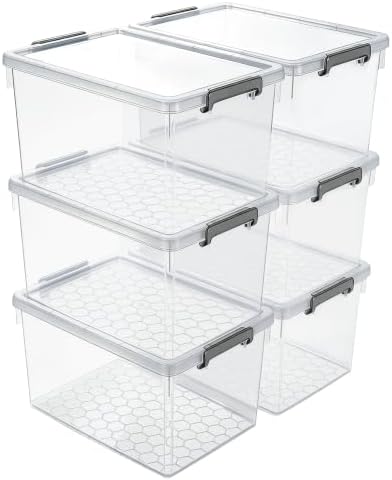 Citylife 48 Qt Ultra-Thick Plastic Clear Storage Bins with Lids, 6-Pack by CITYLIFEHomeOrganization