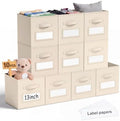 Teenyyou 10 Pack Fabric Storage Cubes 13 Inch Collapsible Cube Bins with Label Window & Handle Foldable Organizers Baskets for Shelf Closet Nursery Kids Room Clothes Book Toy(Beige) by Teenyyou