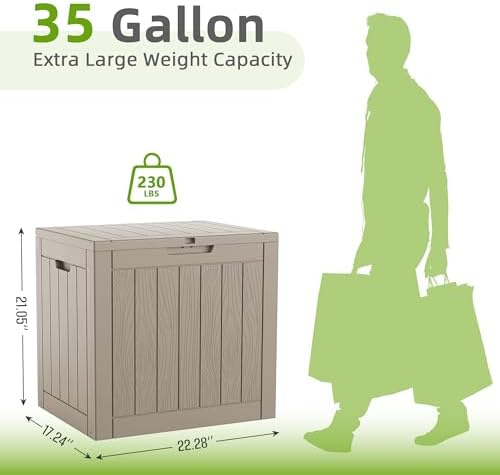 Vixzen 35 Gallon Deck Boxes Outdoor Waterproof, Lockable Resin Storage Box with lid for Furniture Cushions, Weatherproof Containers Outside Storage Boxes for Garden Patio Pool Tools(Black, 35 Gallon) - Image 2