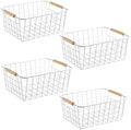LeleCAT White Wire Baskets for Organizing with Handles，Pantry Organizers and Storage For Kitchen, Household Snack Basket for Cabinets, Closets, Bedrooms,food - Set of 4(White) by HomeSpaceStorageBasket