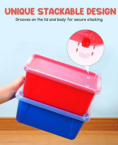 GAMENOTE 6 Quart Stackable Plastic Storage Bins with Lids,12 Pack, Colorful - Image 3