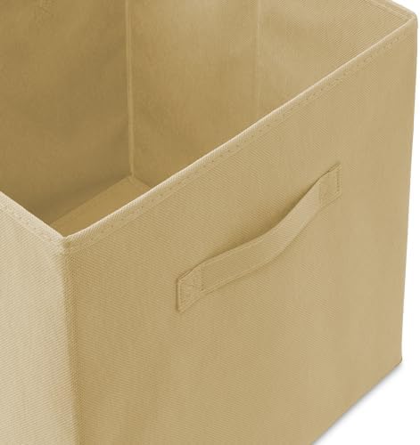 Casafield Set of 12 Collapsible Fabric Cube Storage Bins, Sandy Beige - 13" Foldable Cloth Baskets for Shelves, Cubby Organizers & More - Image 3