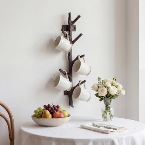 12" Cast Iron Tree Branch Vertical Coat Hat Rack Wall Mount Heavy Duty Decorative Coat Hook Rustic Hanger for Coats Bags Hats Key Entryway Bedroom Hallway Bathroom Storage (Rust Color,2 Pcs) - Image 2