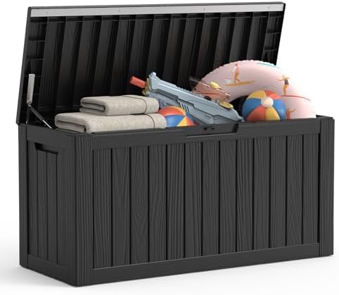 Outdoor Deck Storage Box, 90 Gallon Deck Box,Lockable Patio Storage Bench by TreillageTale