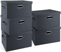 Graciadeco Medium 15" 21 Quart Collapsible Stackable Storage Bins with Lids, 5 Packs Dark Gray Foldable Fabric Closet Storage Boxes with Lids, Lidded Heavy-duty Linen Baskets(15x11x8) by GraciadecoStorage