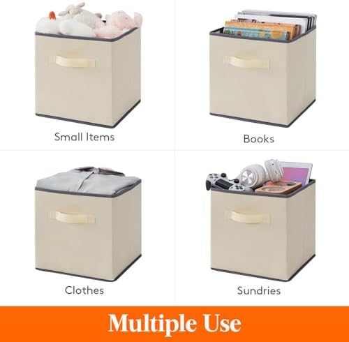 Lifewit Storage Cubes, 11 Inch Organizer Bins, 18L Beige, 12 Packs - Image 4