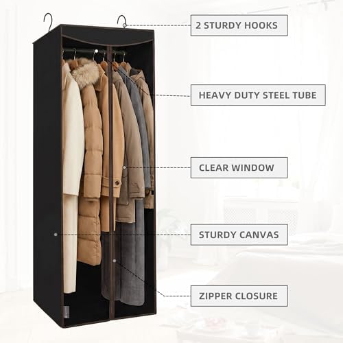 STORAGE MANIAC Garment Bags for Hanging Clothes, 57-Inch, Black, 2-Pack - Image 4