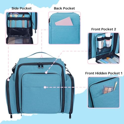 Large Makeup Bag Organizer with 3 Inner Removable Pouches,Green - Image 4