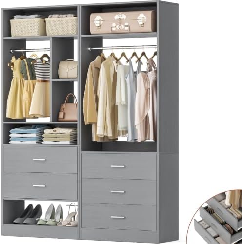 Besiost Closet Systems with 5 Drawers, Closet Organizer System by Besiost