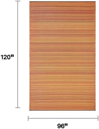 Fab Habitat Stripe Coastal Colorful Outdoor Rug - Waterproof, Crease-Free Fade Resistant, Reversible - Recycled Plastic - Patio Porch Balcony Deck Yard Garden - Cancun Terracotta - 8x10 ft - Image 2