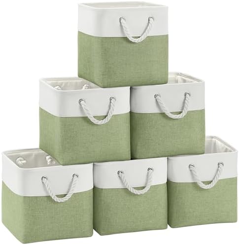 FinishingBo 11 inch Cube Storage Bin with Handles 6 Pack by SimplifySpaceSimplifyLife
